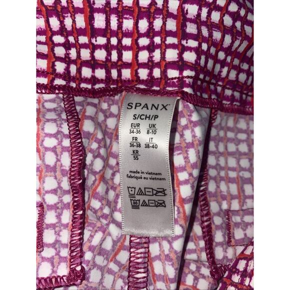 Spanx Shorts Women's Sz Small Sunshine Pull On Hibiscus Gingham 6" UPF50 Beach - Picture 5 of 5